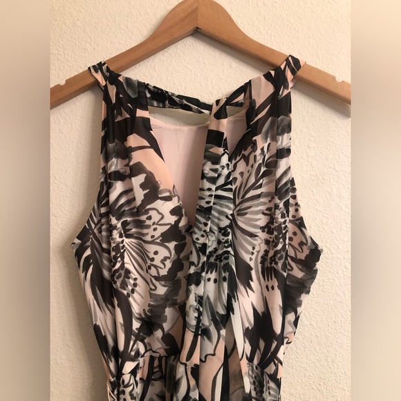 ✨ELIZA J FLORAL CHIFFON SLEEVELESS MAXI PROM DRESS SIZE 8 COLOR: BLUSH🌸 - Picture 6 of 11